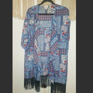 LulaRoe Monroe Kimono | Blue patchwork Floral print